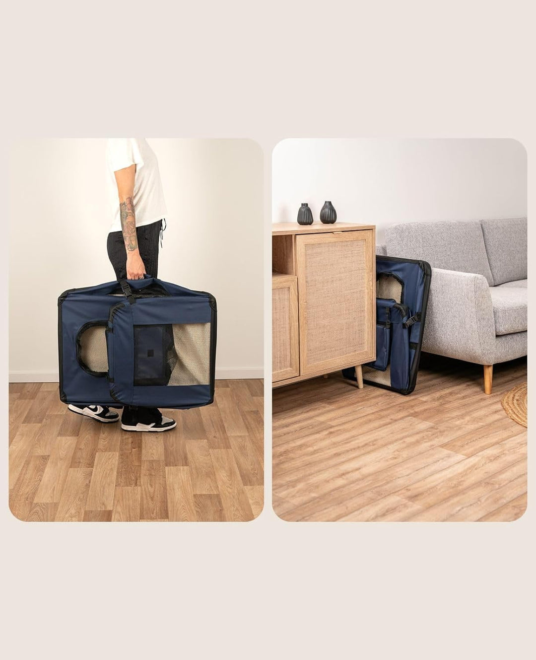 lionto Hundetransportbox Hundetasche Hundebox Faltbare Kleintiertasche, (L) 70x52x50 cm dunkelblau D