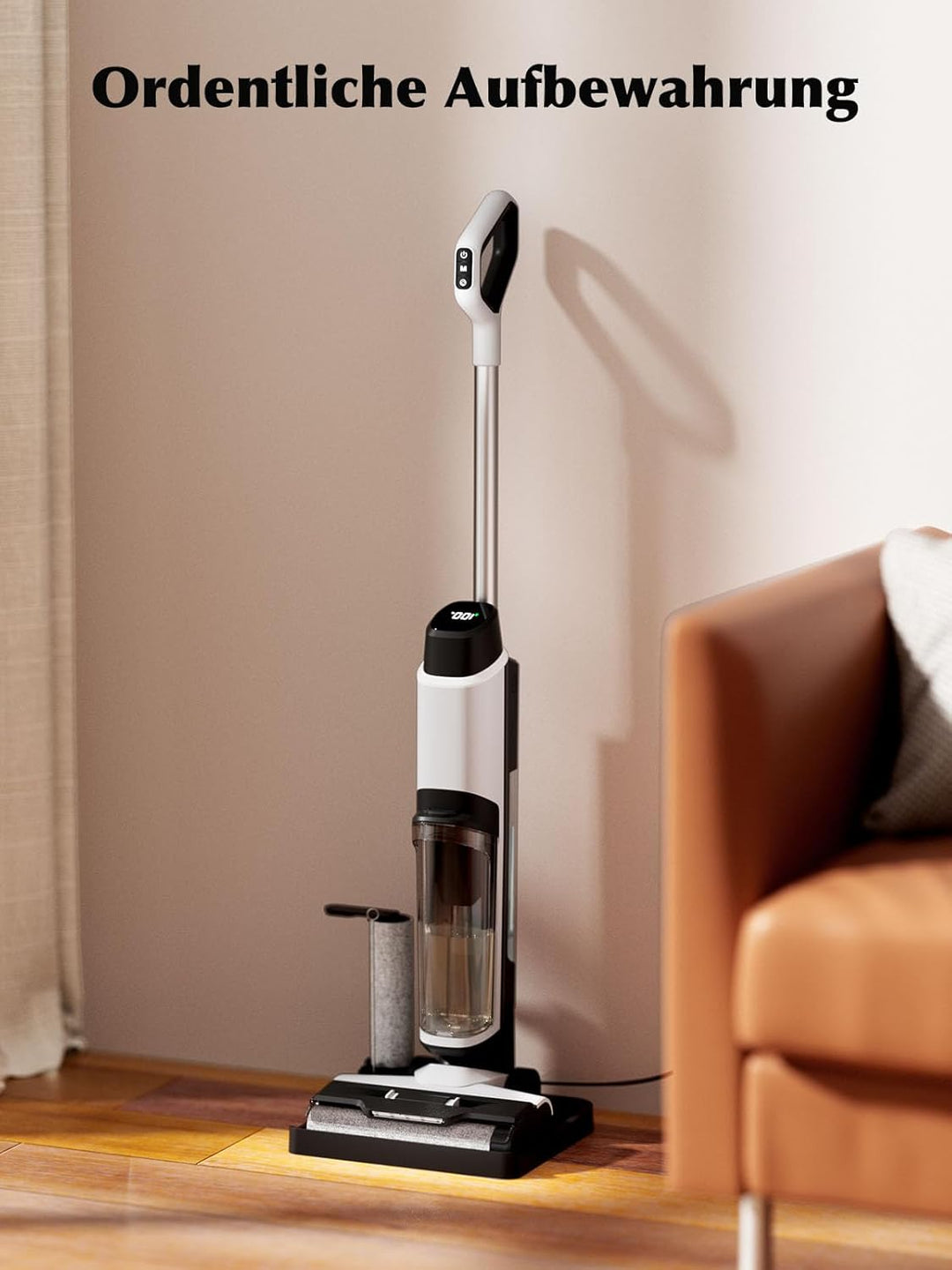 Nass Trockensauger Akku, 20.000 Pa kabelloser All-in-One Staubsauger mit wischfunktion, Sprachausgab