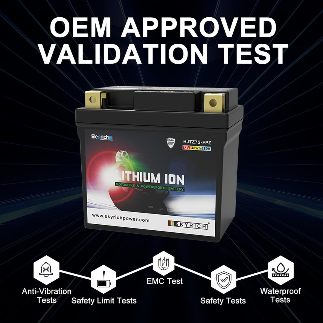 SKYRICH - Batterie Moto 12V Lithium Ion HJTZ7S-FPZ Sans Entretien