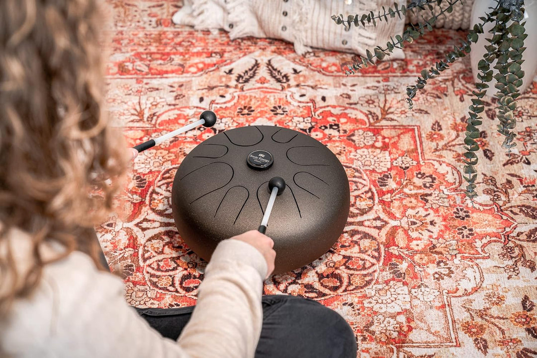 Sonic Energy 12" Edelstahl Zungentrommel – A Akebono – Vintage Braun – Für Meditation, Yoga, Percuss