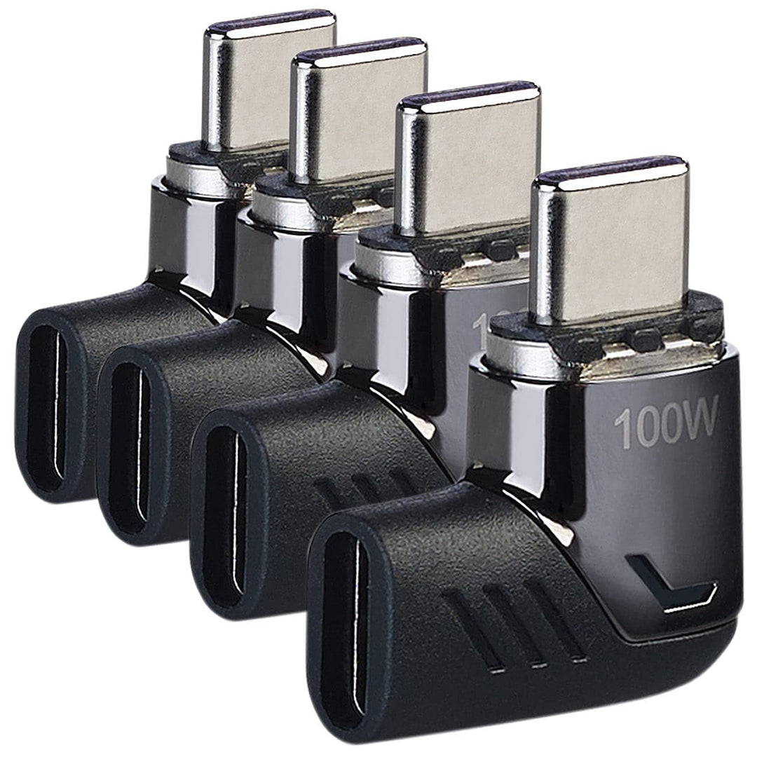 Callstel USB Adapter magnetisch: 4er-Set 90°-USB-C-Schnell-Ladeadapter mit Magnet-Stecker, PD bis 10