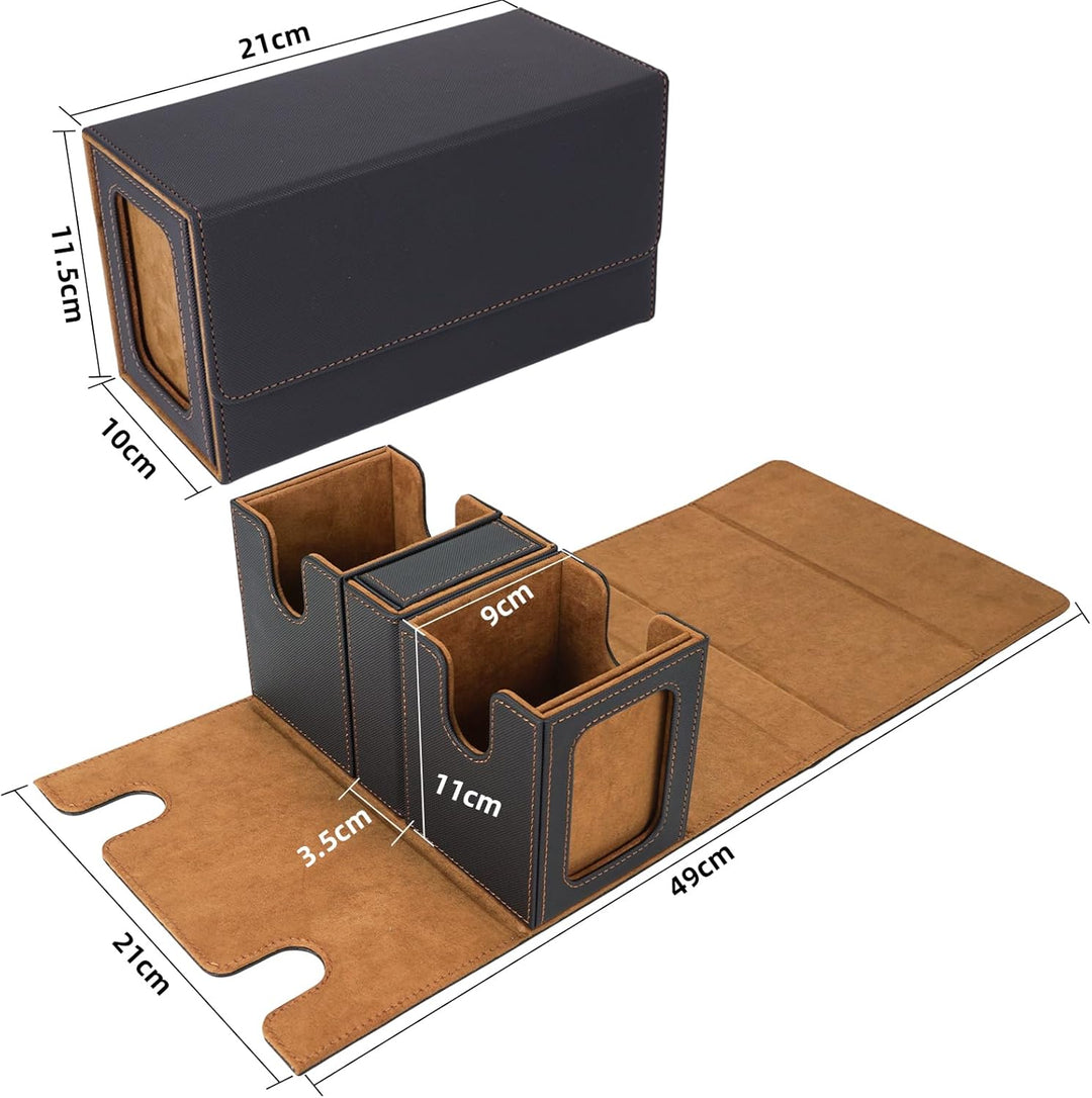 AFIING MTG Commander Kartenbox, 3-in-1 Karten-Aufbewahrungsbox für 200+ doppelt gesleevte Karten, Ma