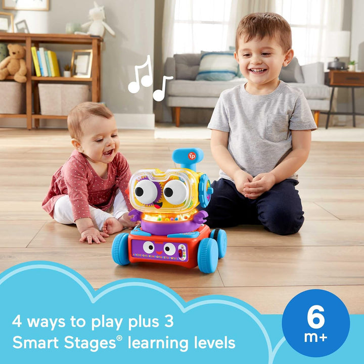 Fisher-Price 4-in-1 Lernroboter Linus für Babys und Kleinkinder, Spielzeug ab 6 Monaten, Version: UK