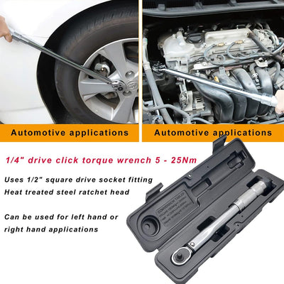 Riloer 1/4 '' AdjDEtable Torque Wrench Drive Spanner 5-25NM für die Reparatur von Fahrradmotorrädern