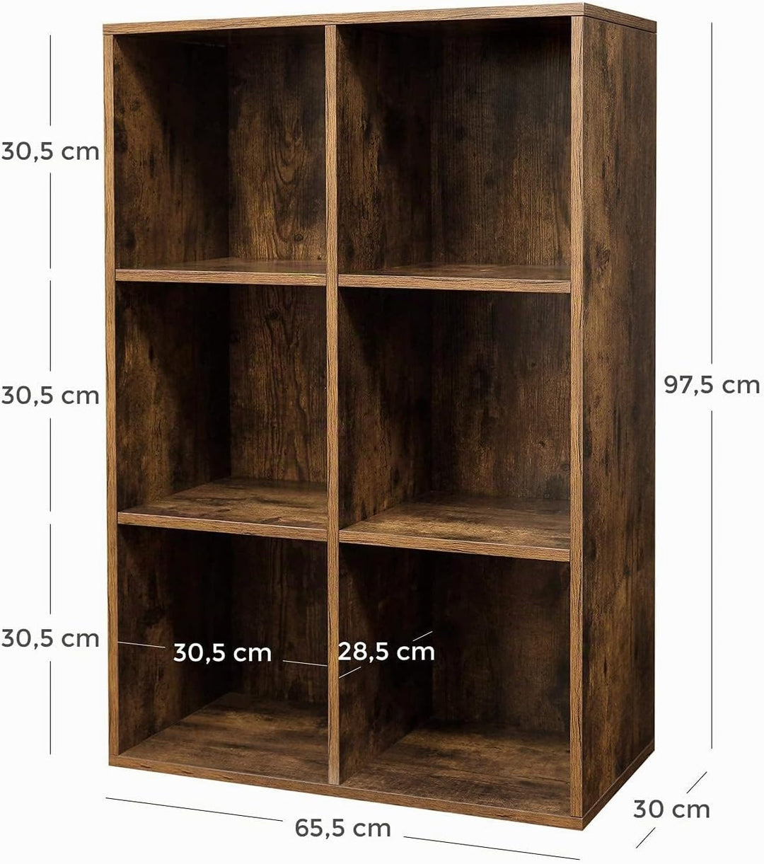 VASAGLE Bücherschrank, Bücherregal, mit 6 Fächern, Büroregal, Würfelregal, Standregal, für Wohnzimme