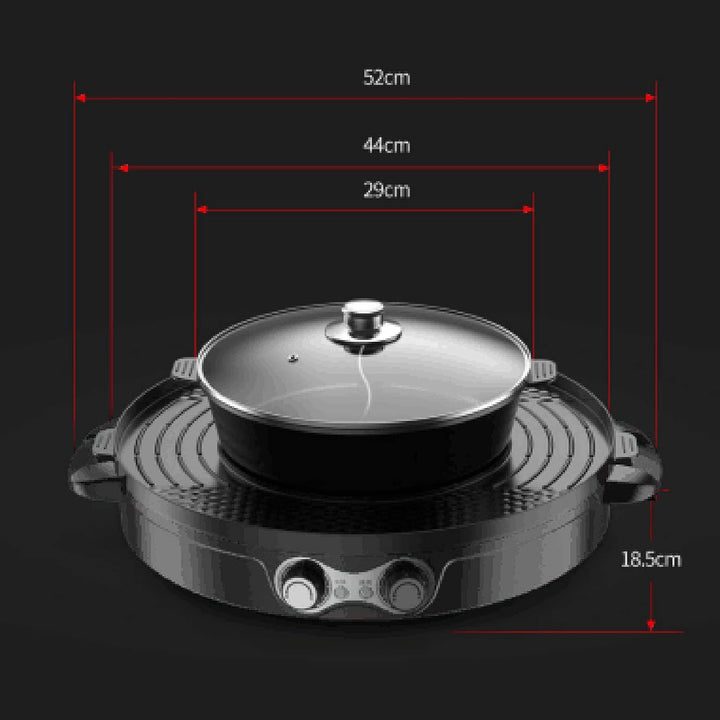 2200W Hot Pot Elektrisch, 2-in-1-Design Hotpot Elektrisch Pot Mit Fettauffangschale Hot Pot Mit Gril