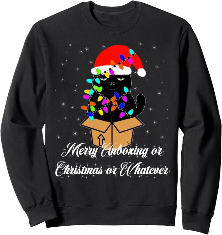 lustiger weihnachtspullover outfit schwarze katze lustiges Sweatshirt