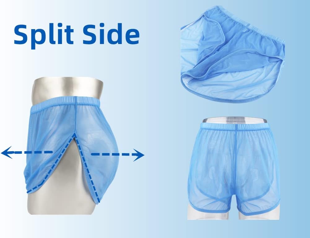 BIATWOWR Herren Transparent Sexy Boxershorts Männer Atmungsaktiv Bequem Unterhose Seitlichem Schlitz