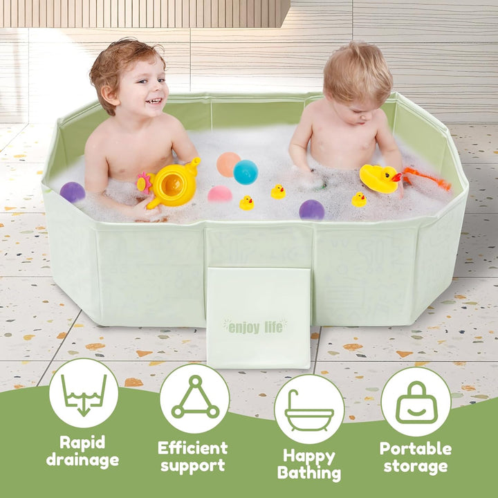 Baby Badewanne Faltbare, Grosse Kleinkindbadewanne mit 5 Kugeln 5 Enten Integrierte Badewanne Kinder