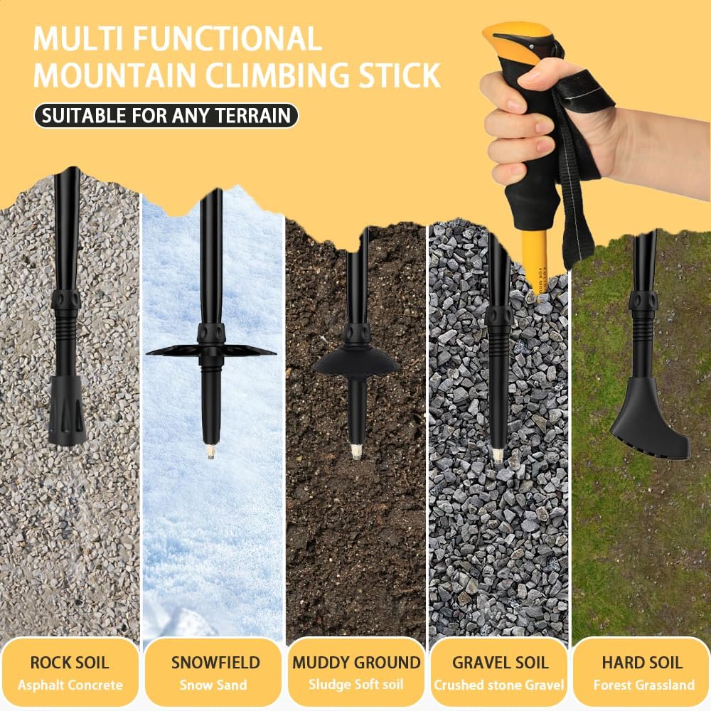 HUINING Wanderstöcke faltbar 2Pcs Trekkingstöcke Aluminium Nordic Walking stöcke Damen und Herren,Le