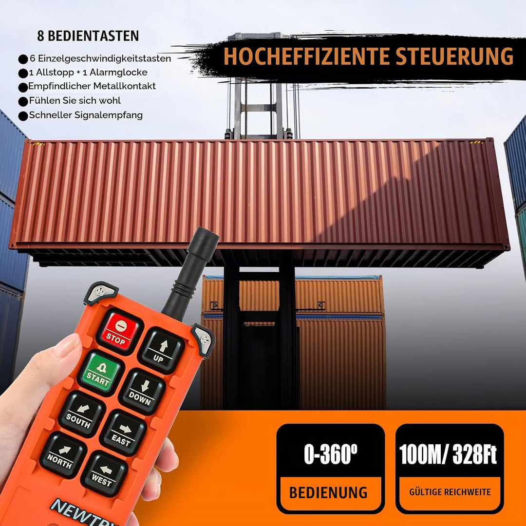 NEWTRY 220V Drahtlose Kran-Fernbedienung Doppelsender für Industrielles Elektrisches Hebezeug, Brück