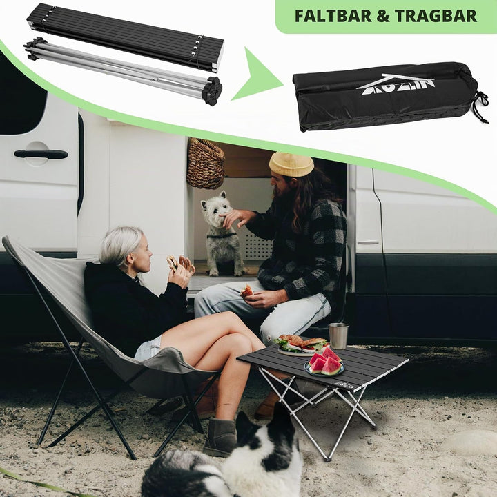 IPEB Campingtisch Klappbar, Klapptisch Camping, Tragbarer Picknicktisch Faltbar, Kleiner Aluminium-K