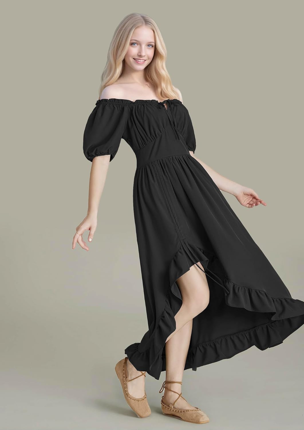 GOLDSTITCH Renaissance-Kleid für Damen, Pirat M C-schwarz, M C-schwarz