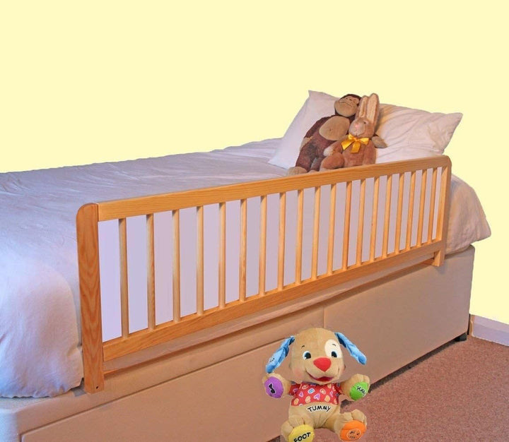 Safetots Extra Breiter Holzbettschutz, Natur, 38cm hoch x 140cm breit, Bettgitter, Sicheres Kinderbe