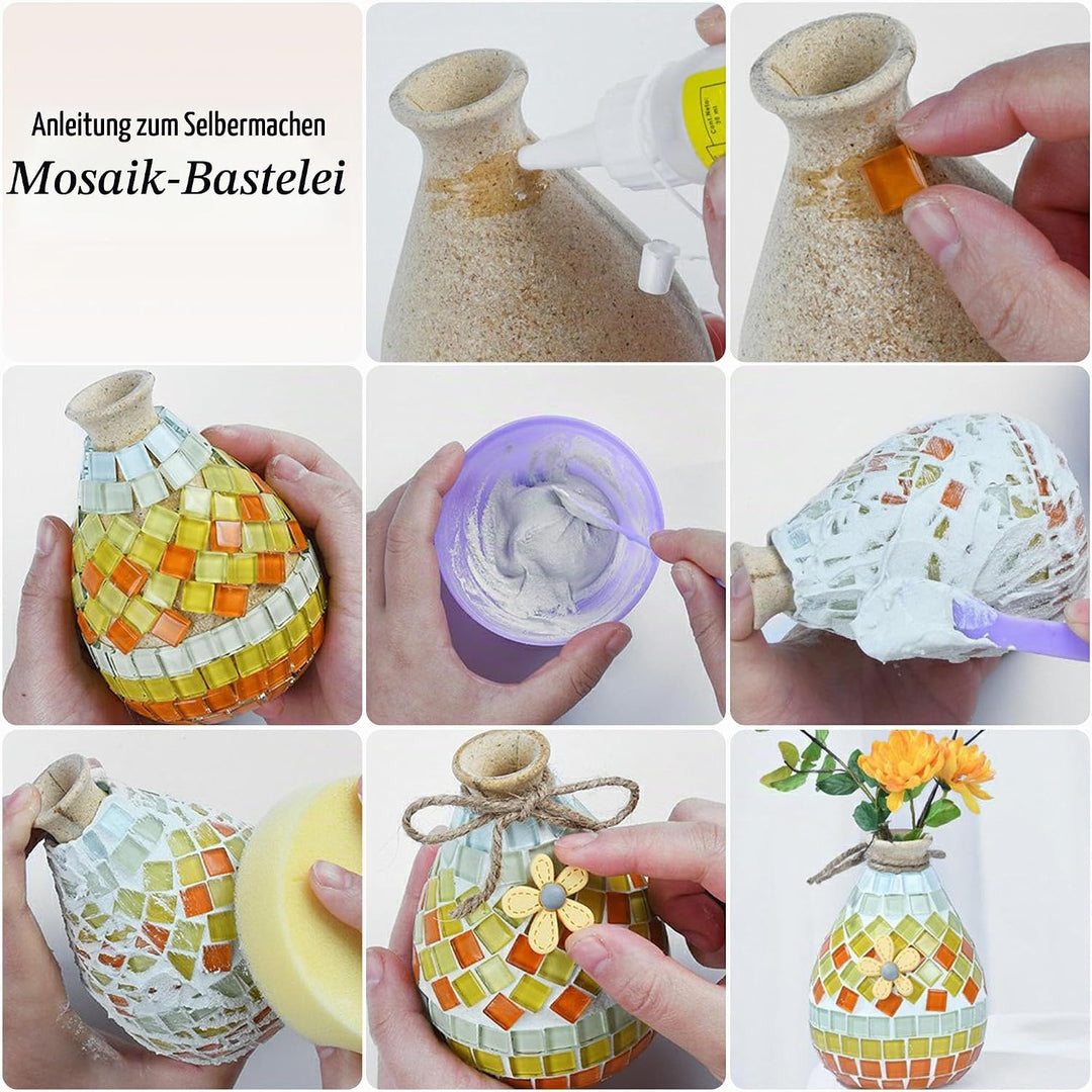 500 g Mosaikfliesen-Bastelsets, Mischung aus transparenten und glitzernden Glas Mosaiksteinen für DI