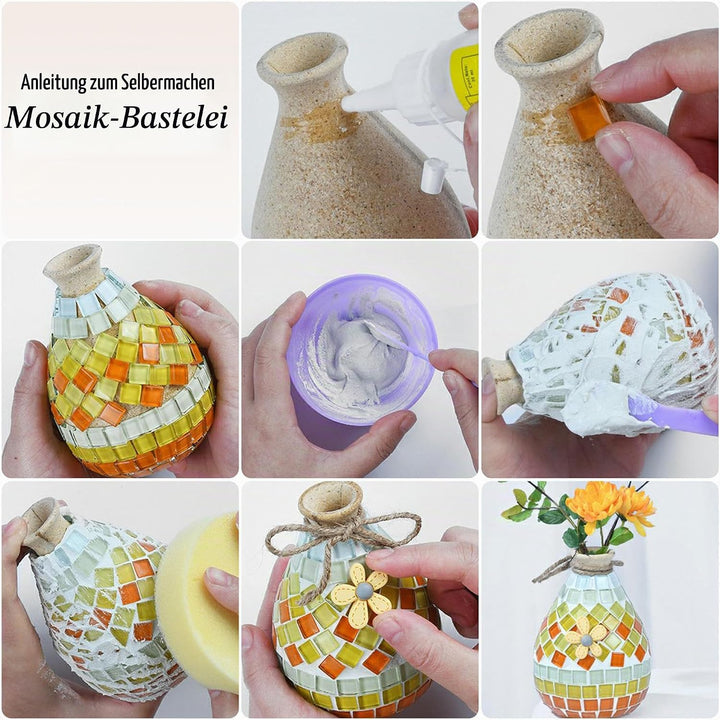 500 g Mosaikfliesen-Bastelsets, Mischung aus transparenten und glitzernden Glas Mosaiksteinen für DI