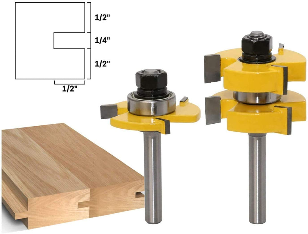 Oberfräser Set, 45 Grad Lock Mitre Router Bit Nutfräser + 8 mm Schaft Zungenschaft und Nutfräse Set