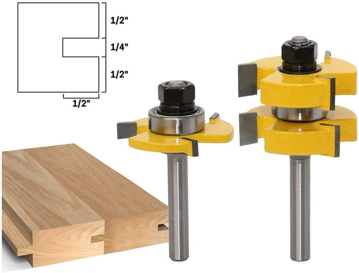 Oberfräser Set, 45 Grad Lock Mitre Router Bit Nutfräser + 8 mm Schaft Zungenschaft und Nutfräse Set