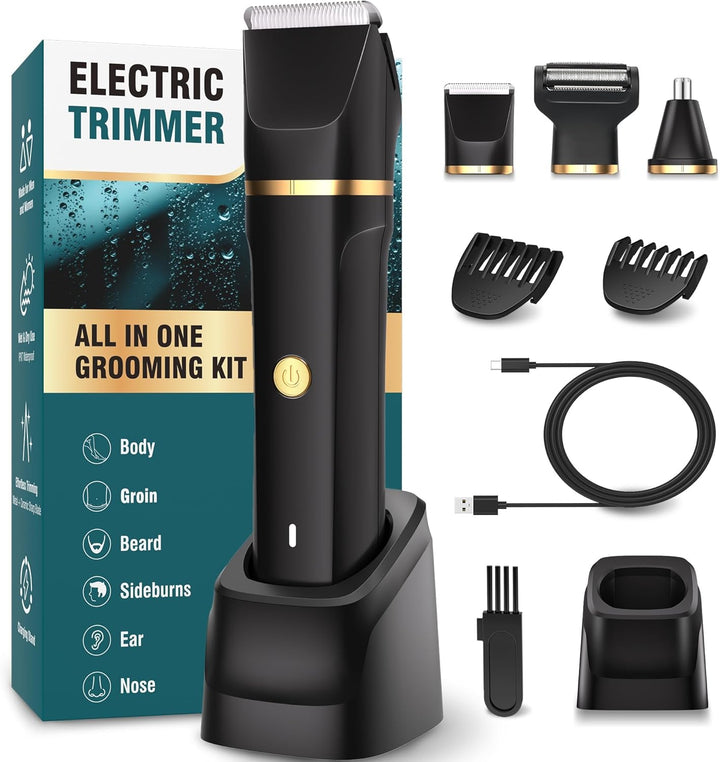 Intimrasierer Mann, 3-in-1 Nasenhaartrimmer und Rasierer Herren Elektrisch mit Stehender Ladestation