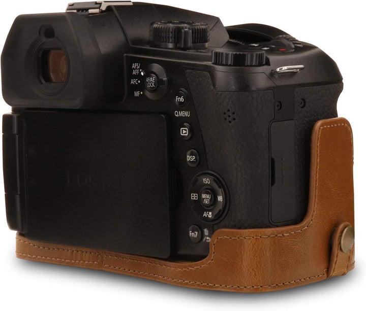 MegaGear MG1680 Ever Ready Leder Kameratasche mit Trageriemen kompatibel mit Leica V-Lux 5, Panasoni