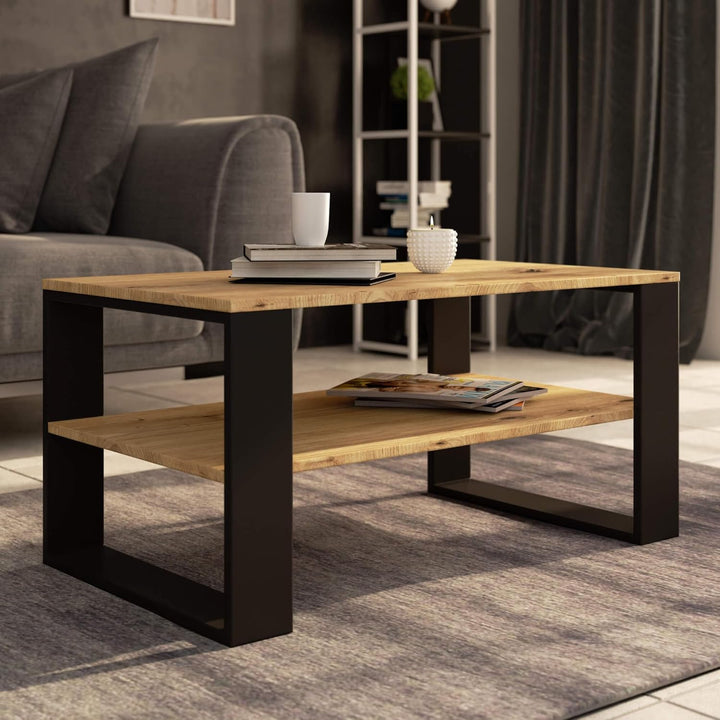 AKORD Couchtisch Holz Alex mit einem Regal, 92x45x53cm, Für Wohnzimmer, Schlafzimmer Schrank, Minima