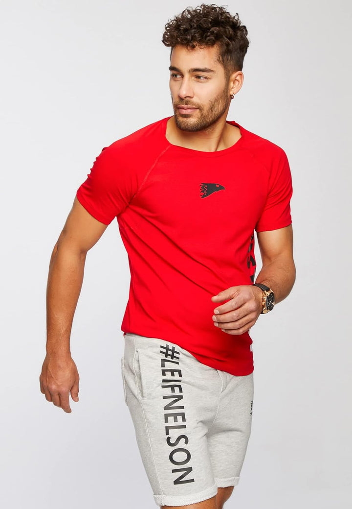 Leif Nelson Gym Herren Fitness T-Shirt Slim Fit Moderner Männer Bodybuilder Trainingsshirt Kurzarm T