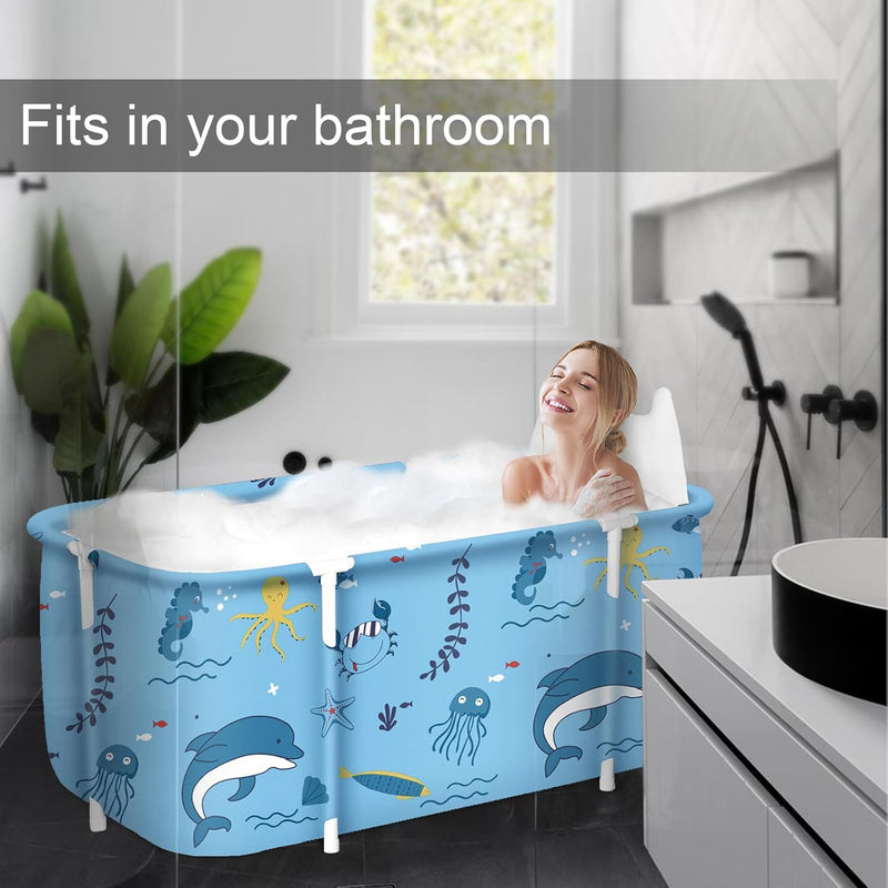 Sinbide 132cm faltbare Badewanne für Erwachsene, grosse Familie Badewanne für SPA, Dampfeimer für Sa