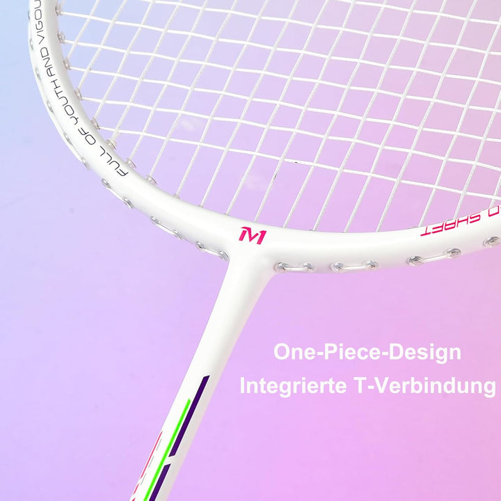 Badminton Set mit 2 Graphit Schläger - Kratzfestes Design - Federball Set für Erwachsene Incl. Feder