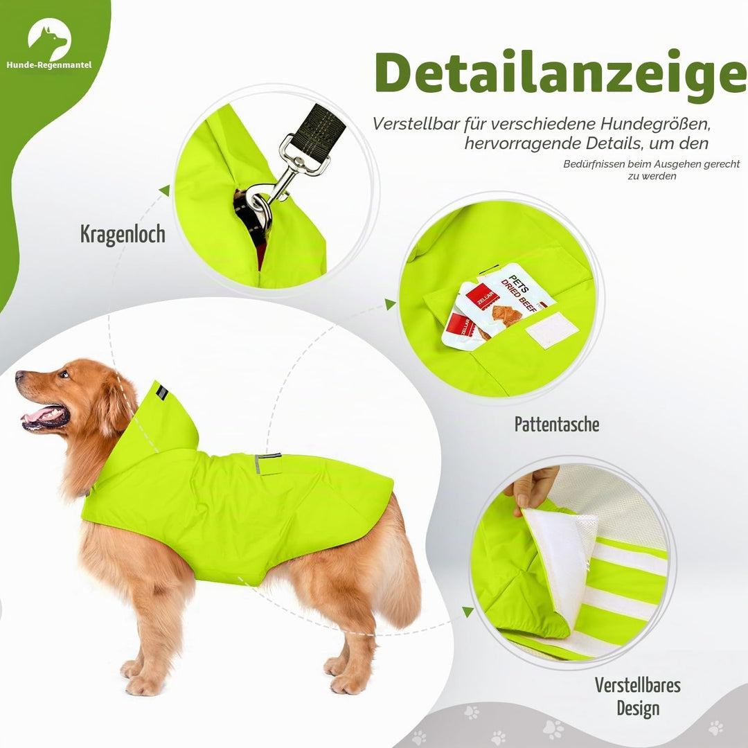 Zellar Hunderegenmantel mit Kapuze &amp; Kragenloch &amp; sicheren reflektierenden Streifen, ultraleichte at