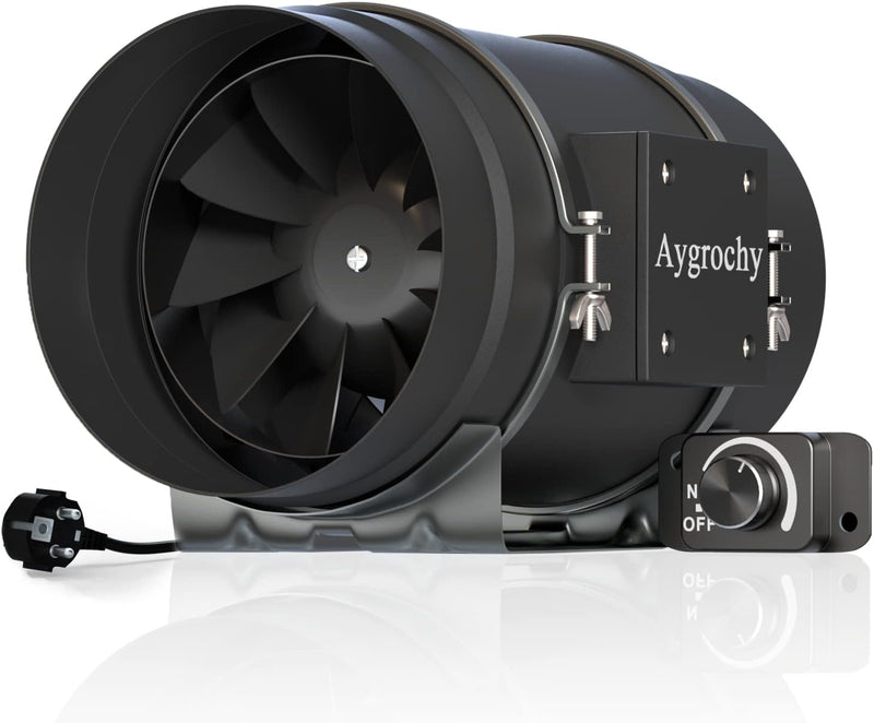 Aygrochy 200mm Inline-Rohrventilator mit variabler Geschwindigkeitskontrolle, Abluftventilator für H