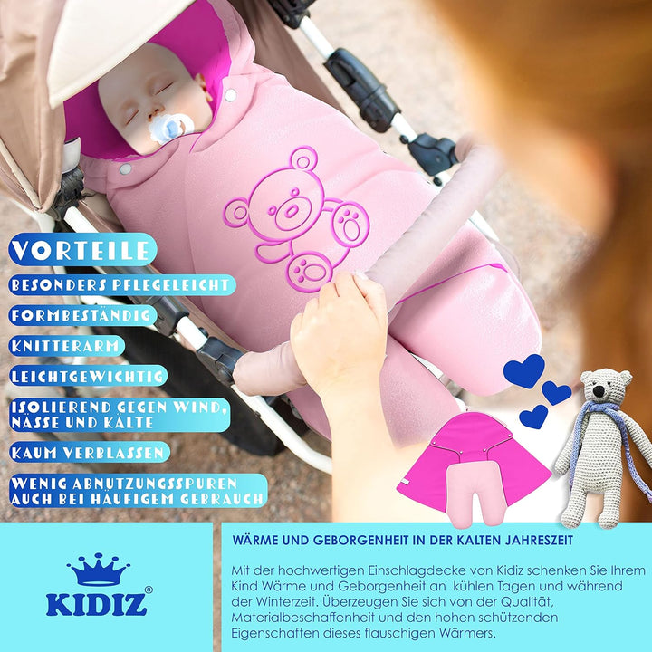 KIDIZ® Baby Einschlagdecke Babyschale Winter Herbst Babydecke mit Tasche Universal Fusssack kompatib