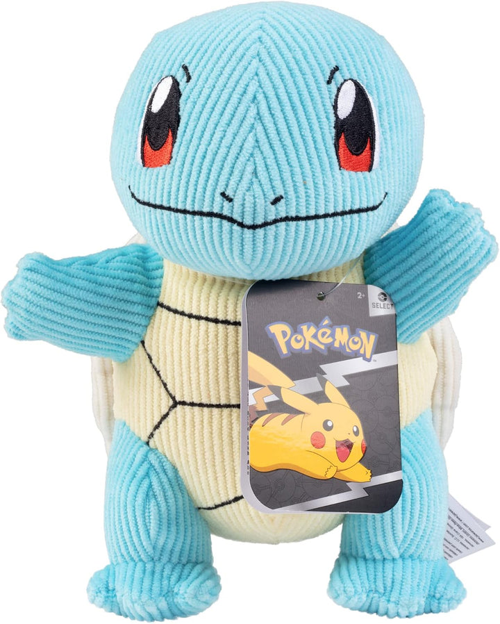 Pokémon Select PKW2994 - Schiggy Kord-Plüsch 20 cm, offizielles Plüsch Schiggy (Blau), Schiggy (Blau