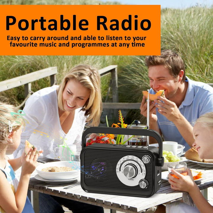 Tragbares Radio, FM/AM/SW Kofferradio, Strom und Batteriebetrieb mit MP3 Funktion, Batterieradio mit