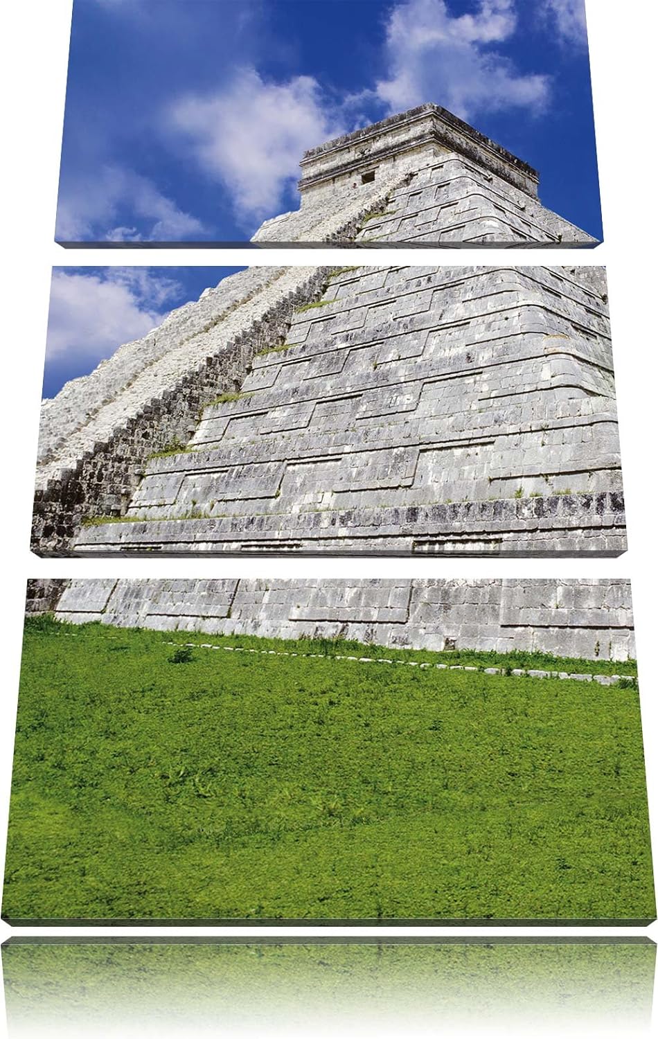 Pixxprint Schöner Maya Tempel in Mexiko 3-Teiler Leinwandbild 120x80 Bild auf Leinwand