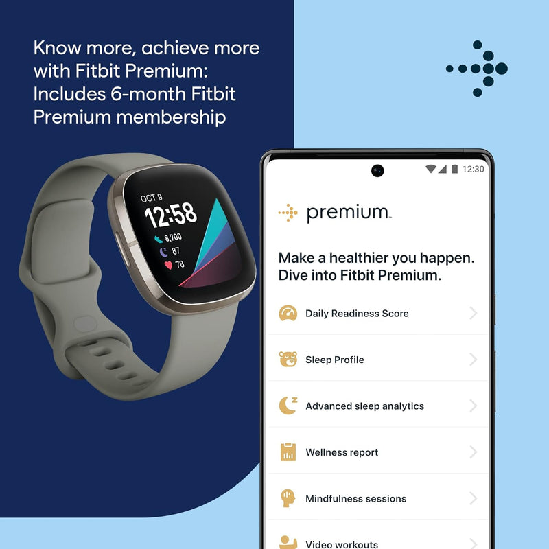 Fitbit Sense - fortschrittliche Gesundheits - Smartwatch mit Tools für Herzgesundheit, Stressmanagem