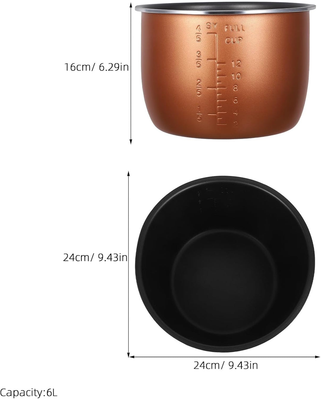jojofuny Ersatztopf für Reiskocher 6l aus Aluminiumlegierung mit Hoher Wärmeeffizienz und Leicht zu