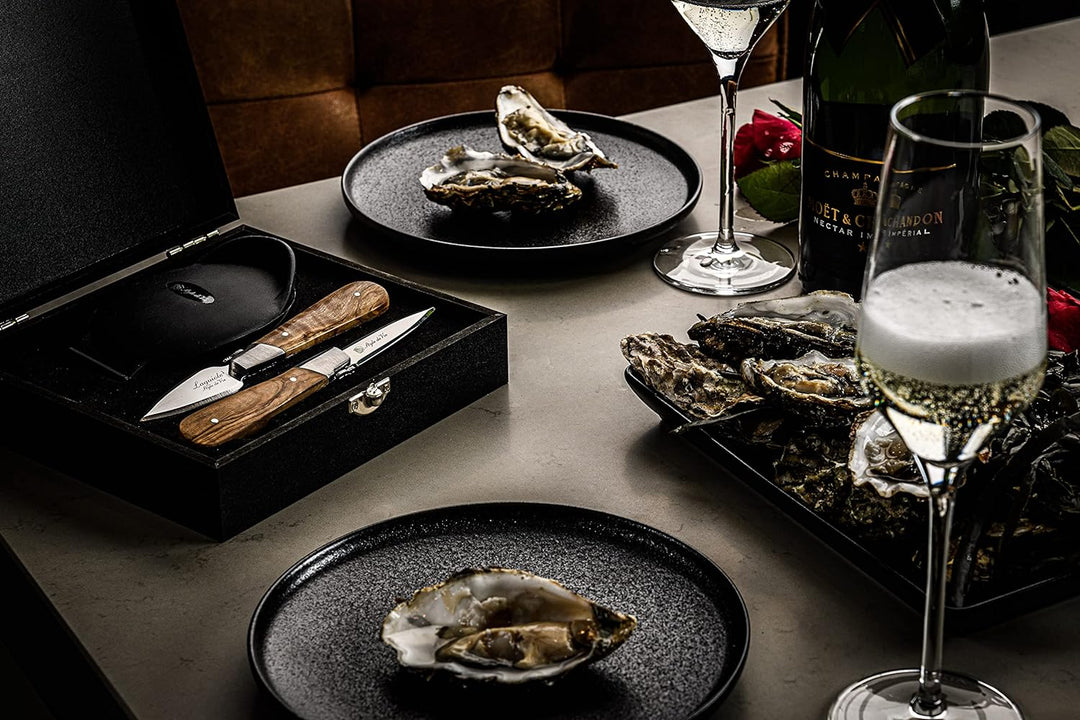 Laguiole Style de Vie Luxury Line, Austernmesser-Geschenkset, 2-teilig, Olivenholz