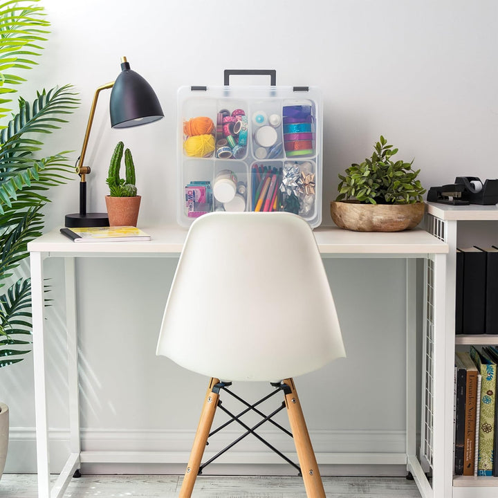 Iris Ohyama, Tragbare Aufbewahrungsbox 18,9L mit Griff, Transparenter Organizer mit 4 herausnehmbare
