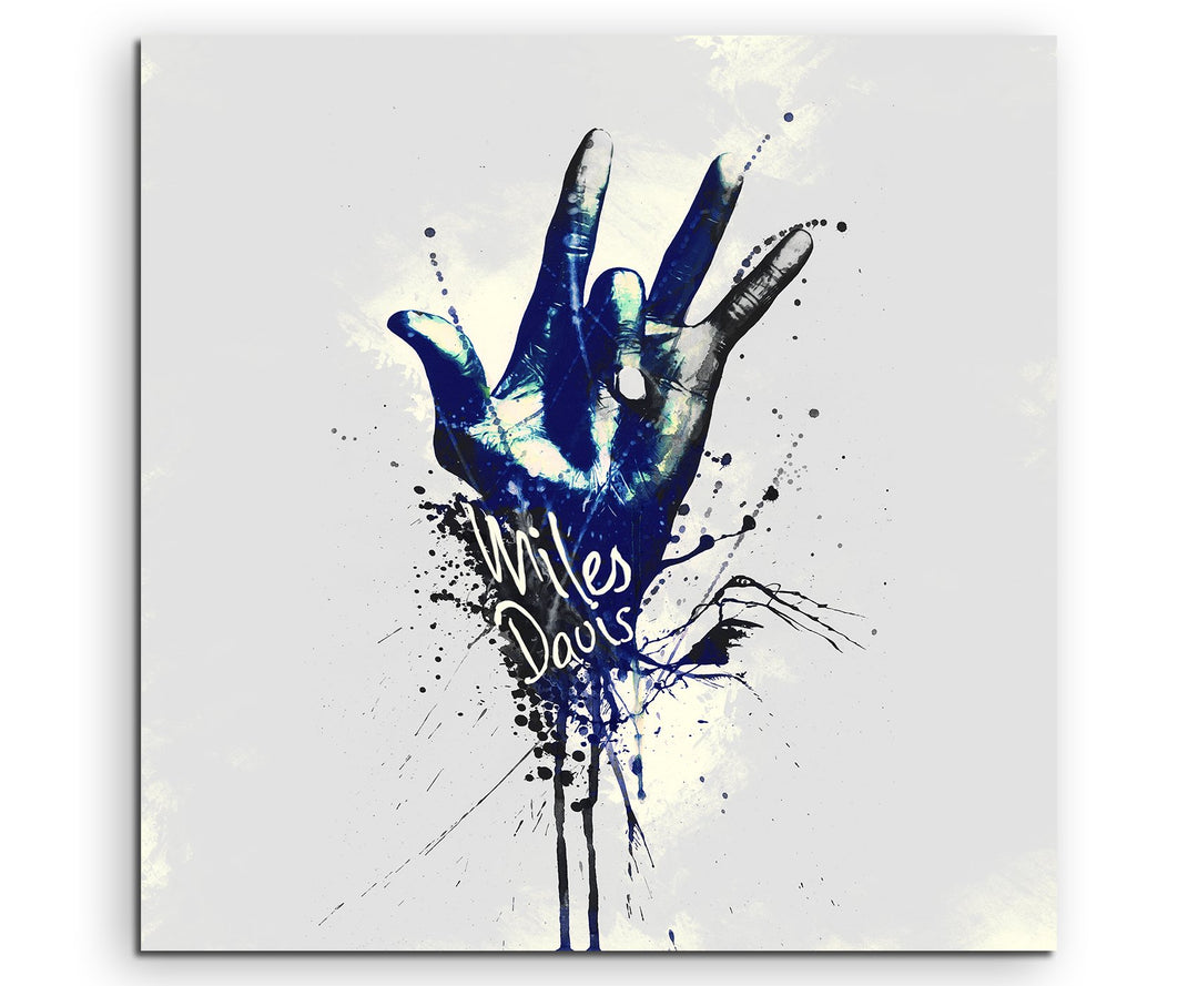 Paul Sinus Art Miles Davis Hand 60x60cm Keilrahmenbild Kunstbild Aquarell Art Wandbild auf Leinwand