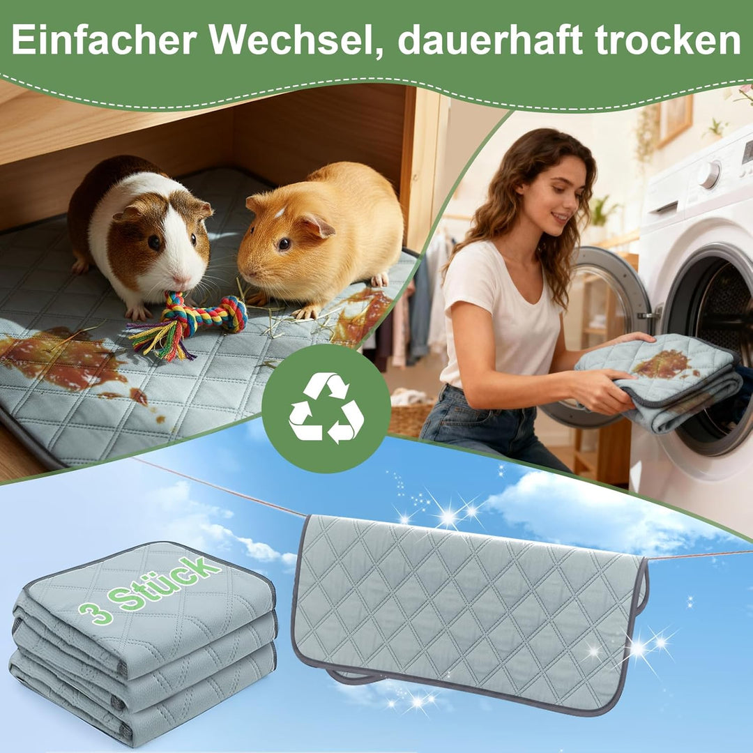 3 Stück pipipads meerschweinchen Wiederverwendbare - Super Saugfähig & rutschfest, Ideales Meerschwe
