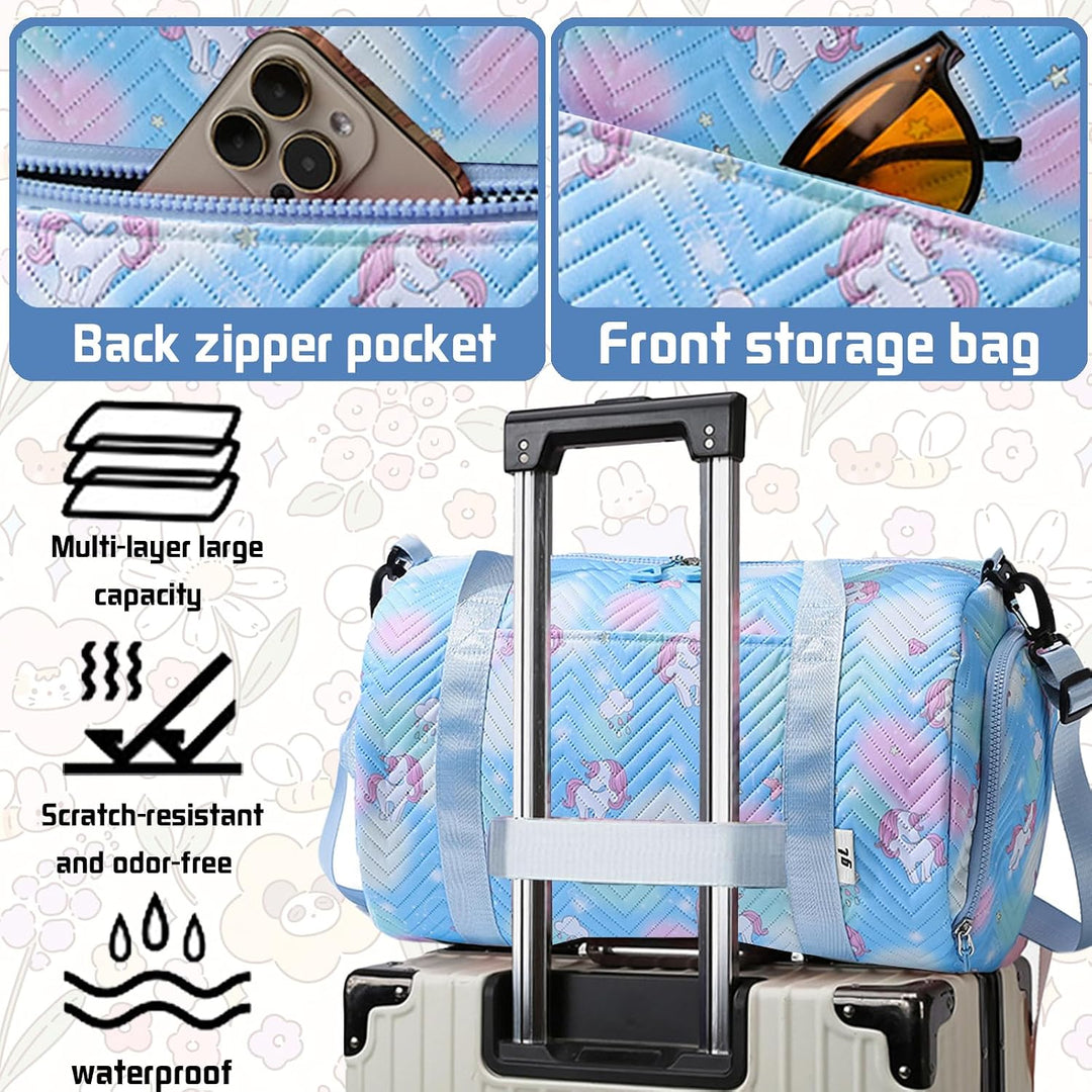 YOUYIKE Sporttasche Mädchen, Einhorn Yogatasche, Reisetasche Kinder, Schwimmtasche, Wasserdicht Turn