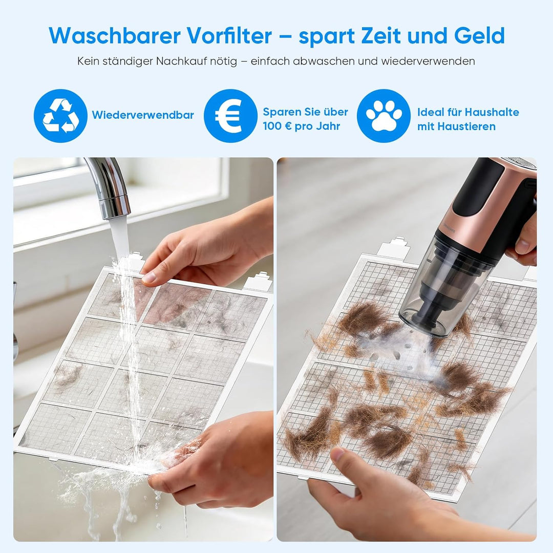 Luftreiniger Allergiker für Wohnung, HEPA H14 Filter mit waschbarem Vorfilter gegen Zigarettenrauch,