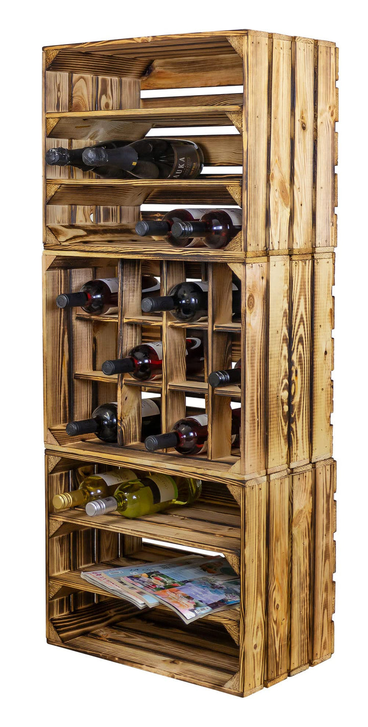 Kistenkolli Altes Land Weinregal Mix Regalkiste Flaschenablage Weinregal Apfelkiste/Weinkiste Weinsc