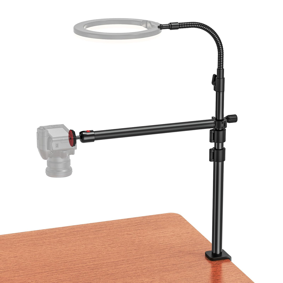Kamera Tischhalterung, 34-108cm Overhead-Kamera Tischstativ mit Flexibler Abnehmbarem Arm und 1/4" 3