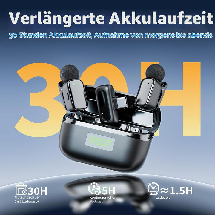 Kabelloses Lavalier Mikrofon für Handy/iPhone//iPad/Kamera, Mini Mikrofon für Live-Streaming, Rausch