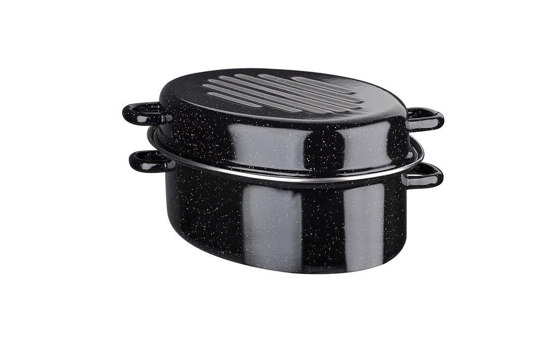 GSW Stahlwaren GmbH Oval Bräter, schwarz, 38 x 18 cm, 9 Liter