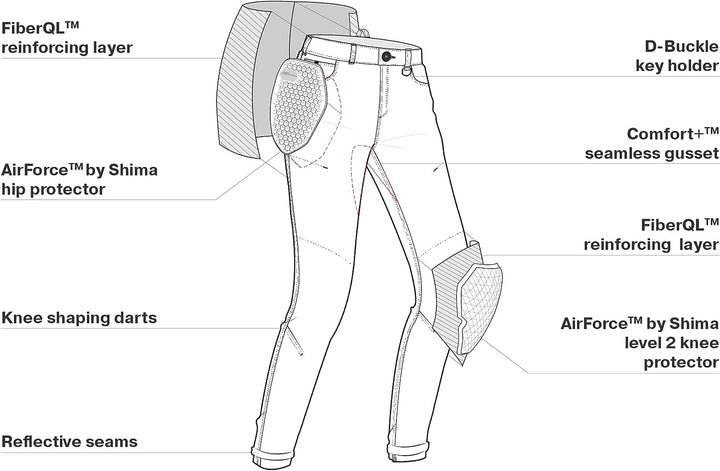SHIMA DEVON Motorradjeans - Belüftete Elastische Slim Fit Biker Motorradhose mit FiberQL-Verstärkung
