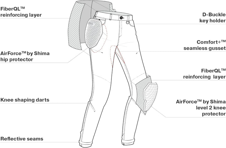 SHIMA DEVON Motorradjeans - Belüftete Elastische Slim Fit Biker Motorradhose mit FiberQL-Verstärkung