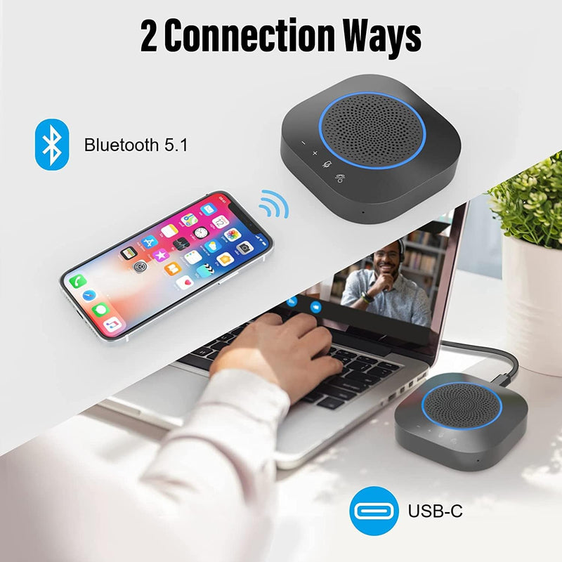 YUANJ Bluetooth Konferenzlautsprecher, USB Konferenzlautsprecher für Homeoffice, 4 integrierte Mikro