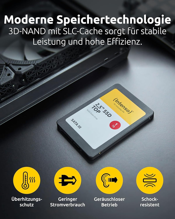 Intenso Interne 2,5" SSD SATA III Top, 512 GB, 550 MB/Sekunden, Schwarz 512GB Sata 2,5", 512GB Sata